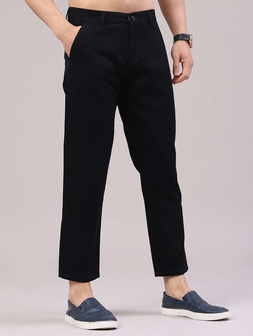 men solid mid rise chinos casual trouser - 22334255 -  Standard Image - 2