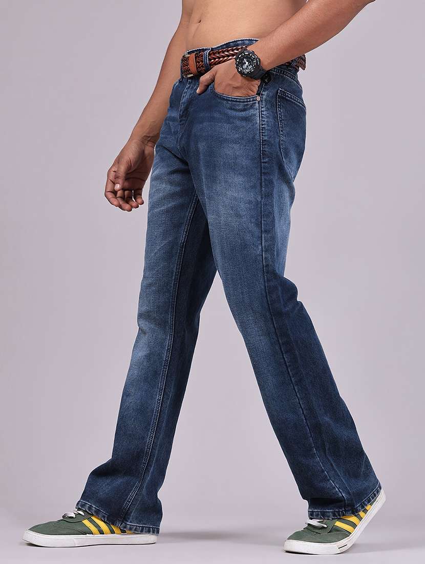Men Washed Mid Rise Full Length Straight Jeans - 22334374 -  Standard Image - 2