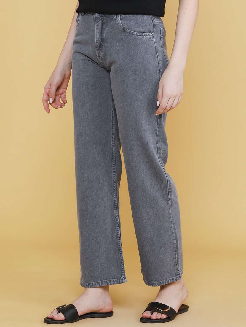 women solid high rise straight jeans - 22334677 -  Standard Image - 2