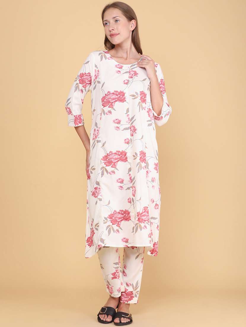 women printed three quarter sleeves ethnic co-ord set - 22334694 -  Standard Image - 2