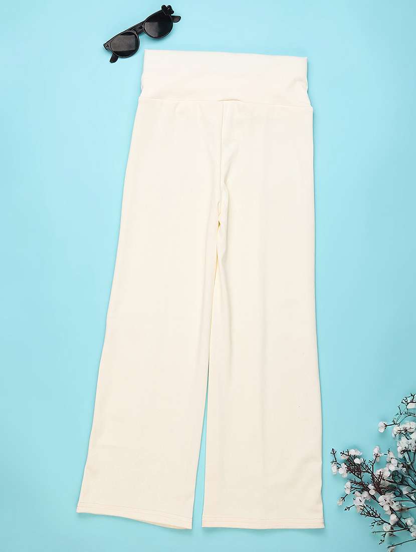 girls solid high rise pleated trouser - 22335507 -  Standard Image - 2