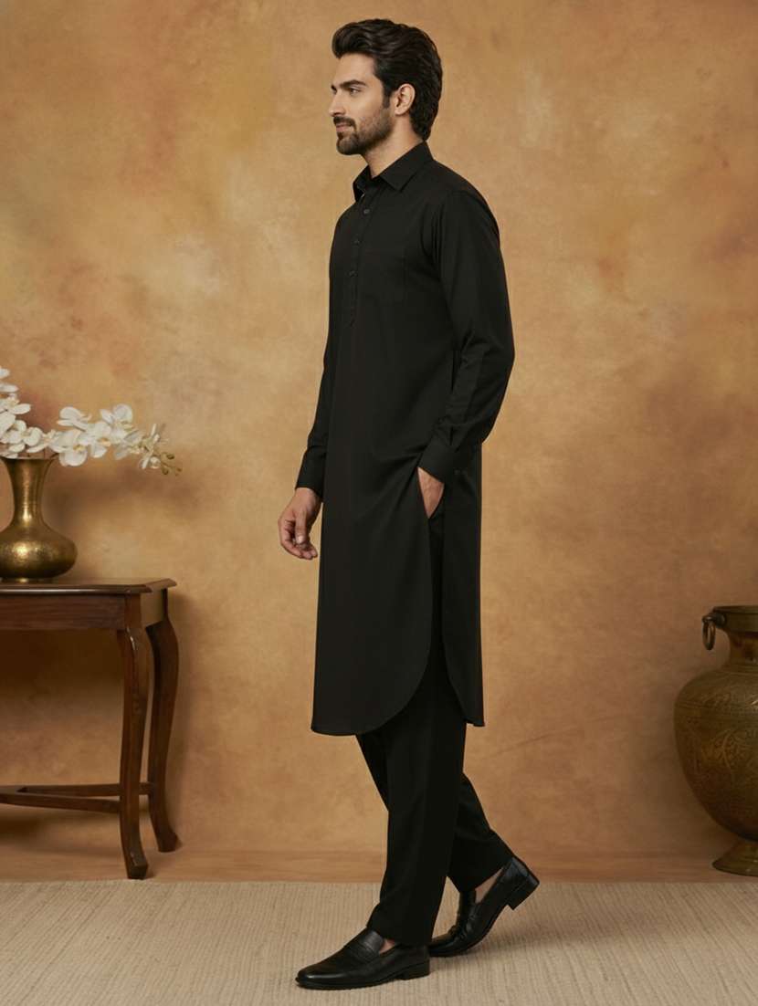 men solid long sleeve pathani ethnic wear set - 22335556 -  Standard Image - 2