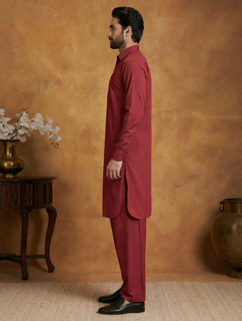 men solid long sleeve pathani ethnic wear set - 22335560 -  Standard Image - 2