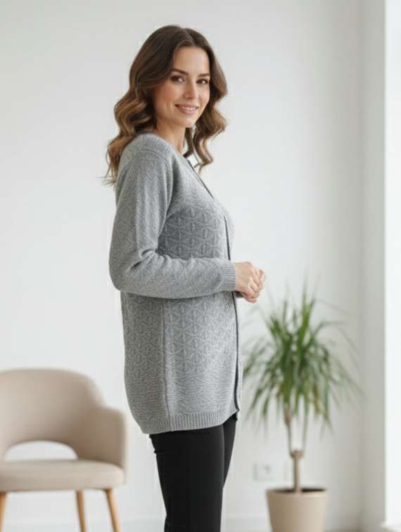 women self designed long sleeve cardigan - 22335596 -  Standard Image - 2