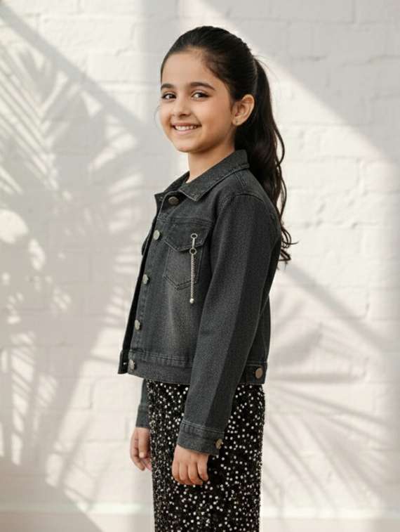 black denim regular jackets & coat - 22335598 -  Standard Image - 2