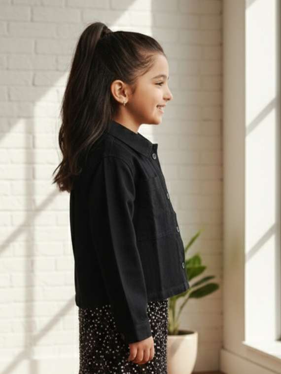 black denim regular jackets & coat - 22335604 -  Standard Image - 2