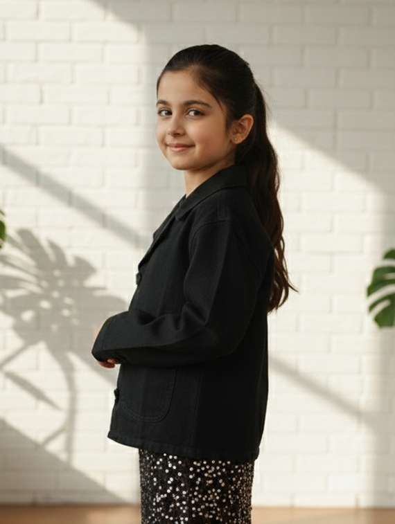 girls solid long sleeve regular blazer - 22335606 -  Standard Image - 2