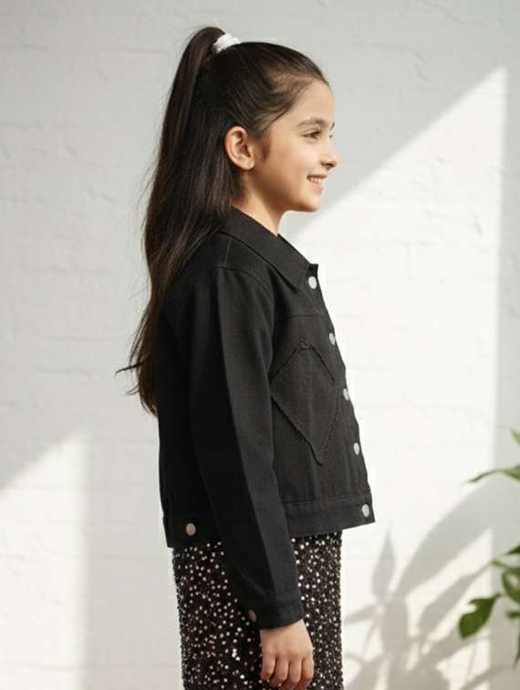 black denim regular jackets & coat - 22335610 -  Standard Image - 2