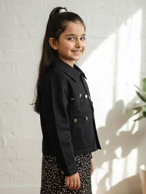 black denim regular jackets & coat - 22335611 -  Standard Image - 2