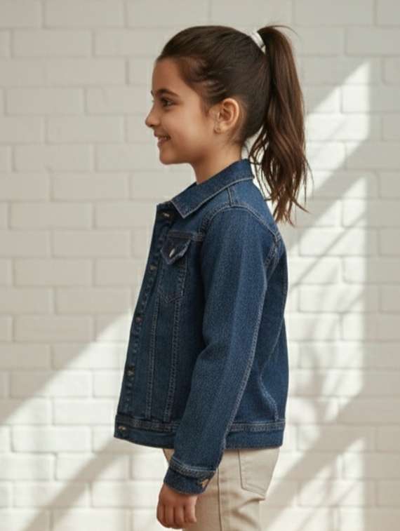 girls collared long sleeve denim jacket - 22335614 -  Standard Image - 2