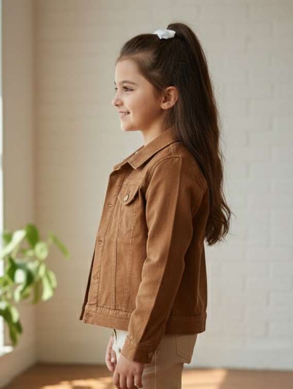 girls collared long sleeve denim jacket - 22335616 -  Standard Image - 2