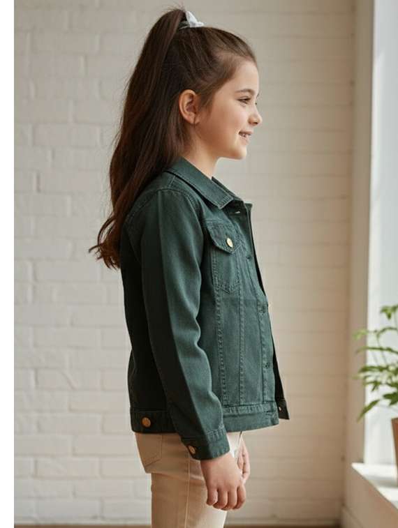 girls collared long sleeve denim jacket - 22335617 -  Standard Image - 2