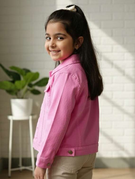 girls collared long sleeve denim jacket - 22335619 -  Standard Image - 2