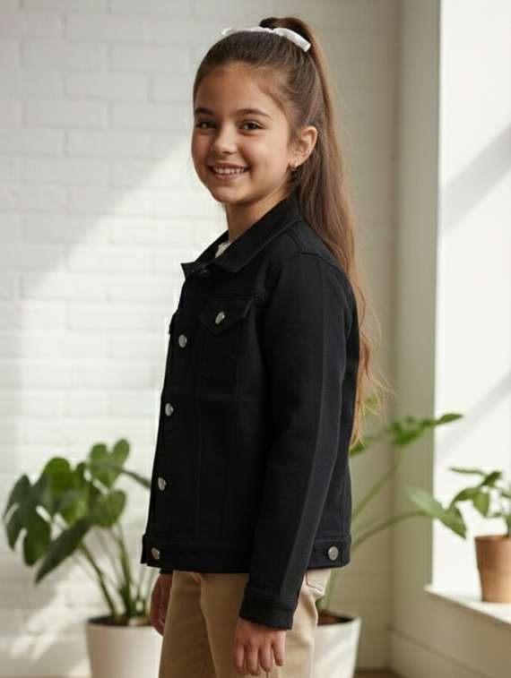girls collared long sleeve denim jacket - 22335620 -  Standard Image - 2
