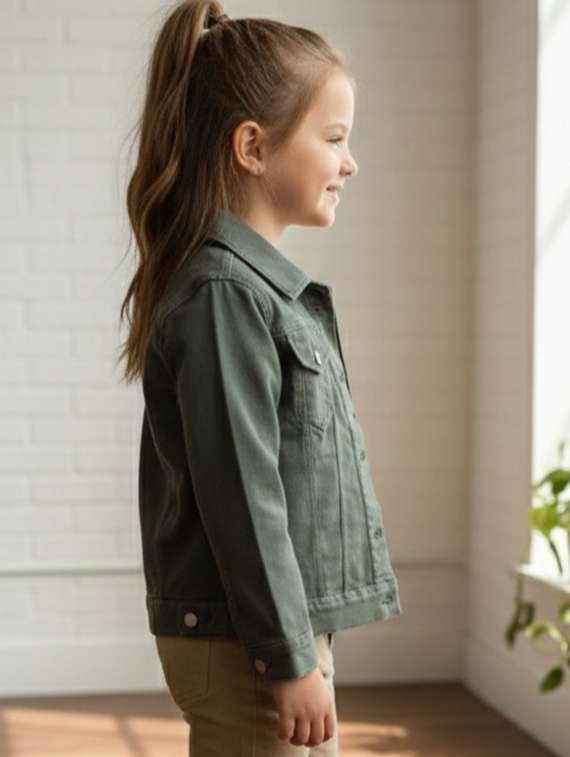 girls collared long sleeve denim jacket - 22335621 -  Standard Image - 2
