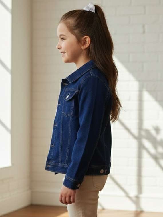 girls collared long sleeve denim jacket - 22335624 -  Standard Image - 2