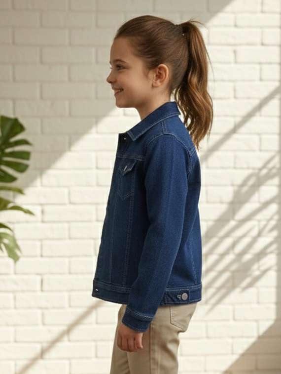 Girls Collared Long Sleeve Denim Jacket - 22335626 -  Standard Image - 2