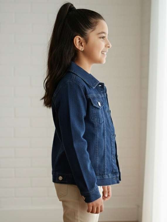 girls collared long sleeve denim jacket - 22335627 -  Standard Image - 2