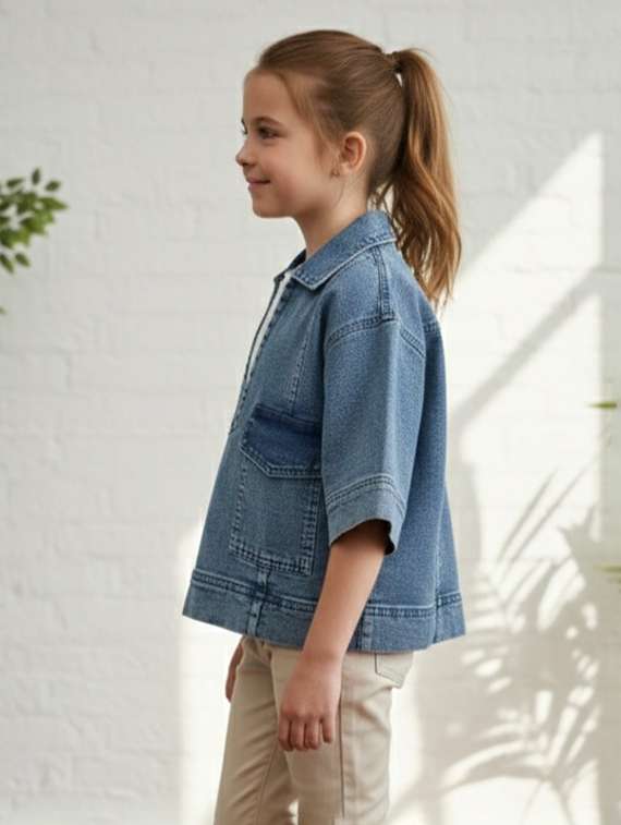 girls collared long sleeve denim jacket - 22335642 -  Standard Image - 2