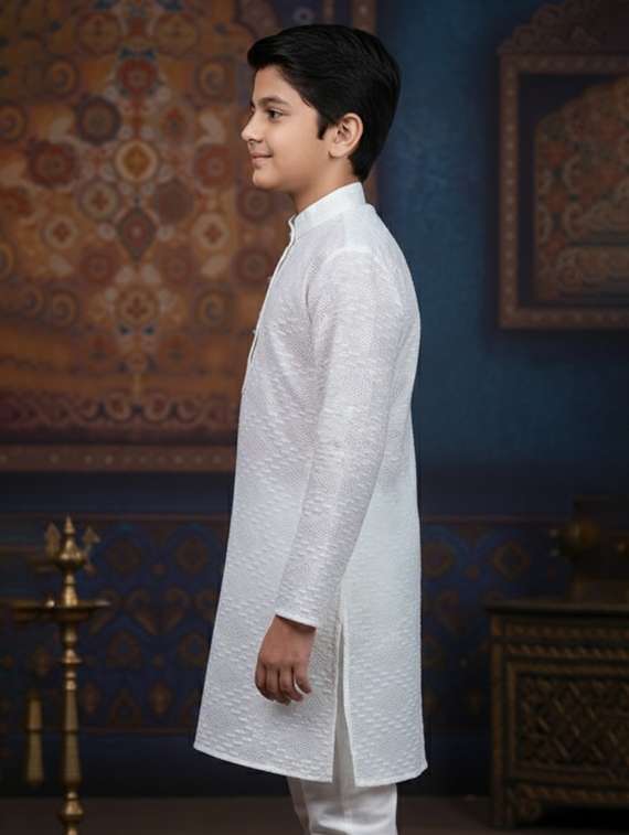 boys embroidered long sleeve kurta set - 22335668 -  Standard Image - 2