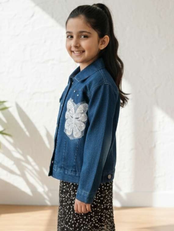 girls collared long sleeve denim jacket - 22335686 -  Standard Image - 2