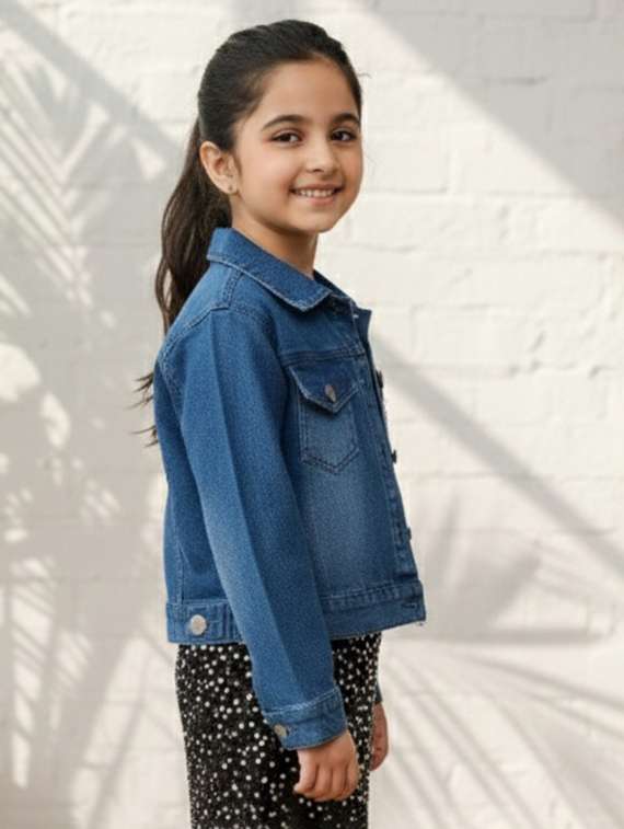 girls collared long sleeve denim jacket - 22335687 -  Standard Image - 2