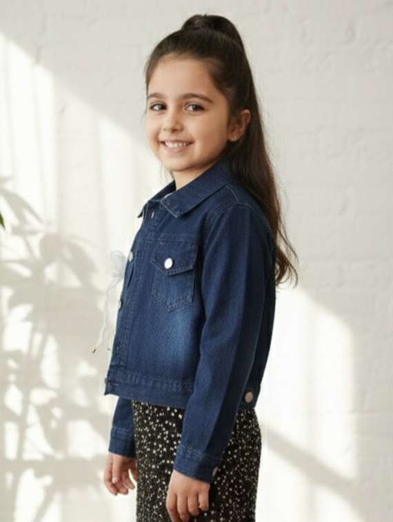 girls collared long sleeve denim jacket - 22335688 -  Standard Image - 2