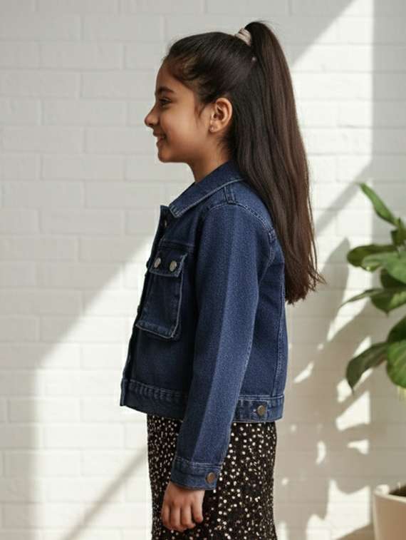 girls collared long sleeve denim jacket - 22335690 -  Standard Image - 2