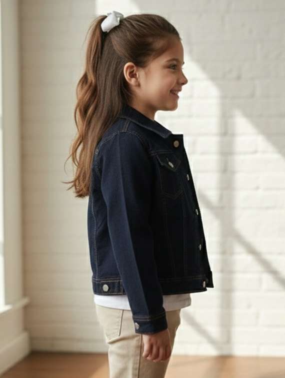 girls collared long sleeve denim jacket - 22335696 -  Standard Image - 2