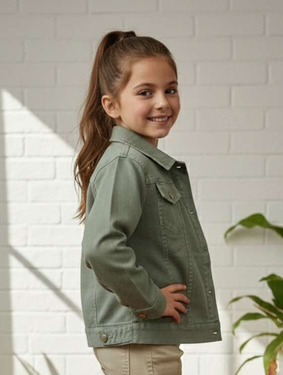 girls collared long sleeve denim jacket - 22335697 -  Standard Image - 2