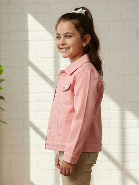girls collared long sleeve denim jacket - 22335698 -  Standard Image - 2