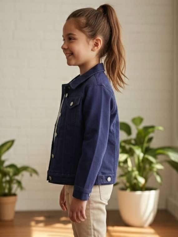 girls collared long sleeve denim jacket - 22335699 -  Standard Image - 2