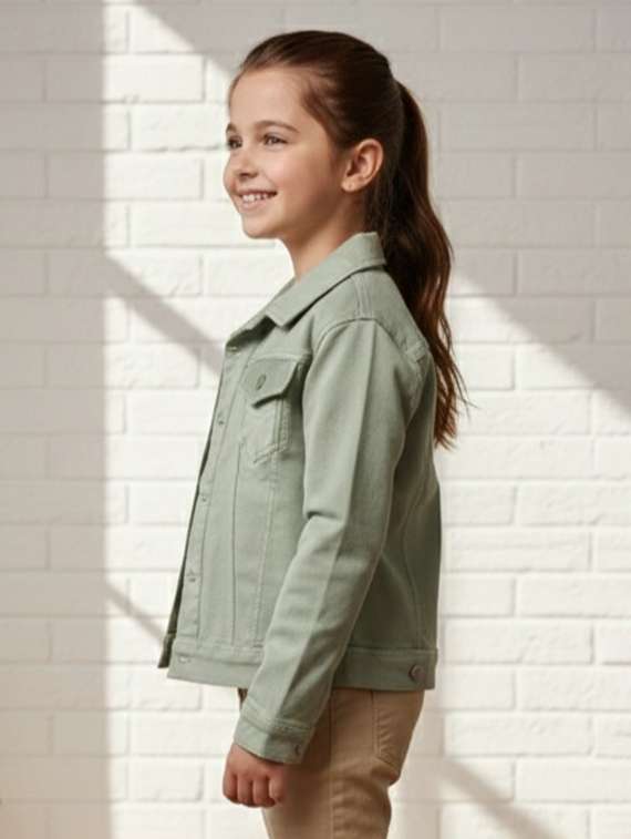 girls collared long sleeve denim jacket - 22335700 -  Standard Image - 2
