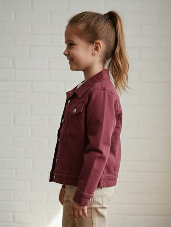 girls collared long sleeve denim jacket - 22335701 -  Standard Image - 2