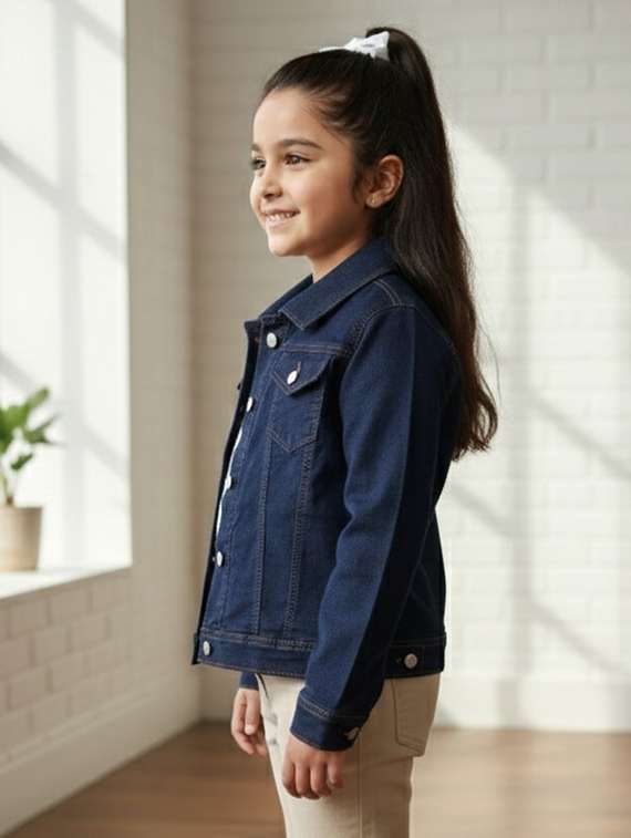 girls collared long sleeve denim jacket - 22335702 -  Standard Image - 2