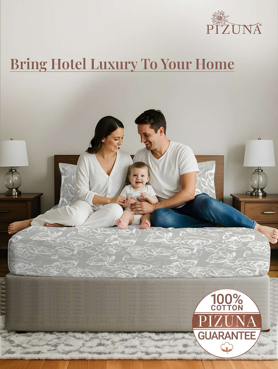 pizuna cotton 400 tc printed bedsheet superking with 2 pillow covers - 22335708 -  Standard Image - 2