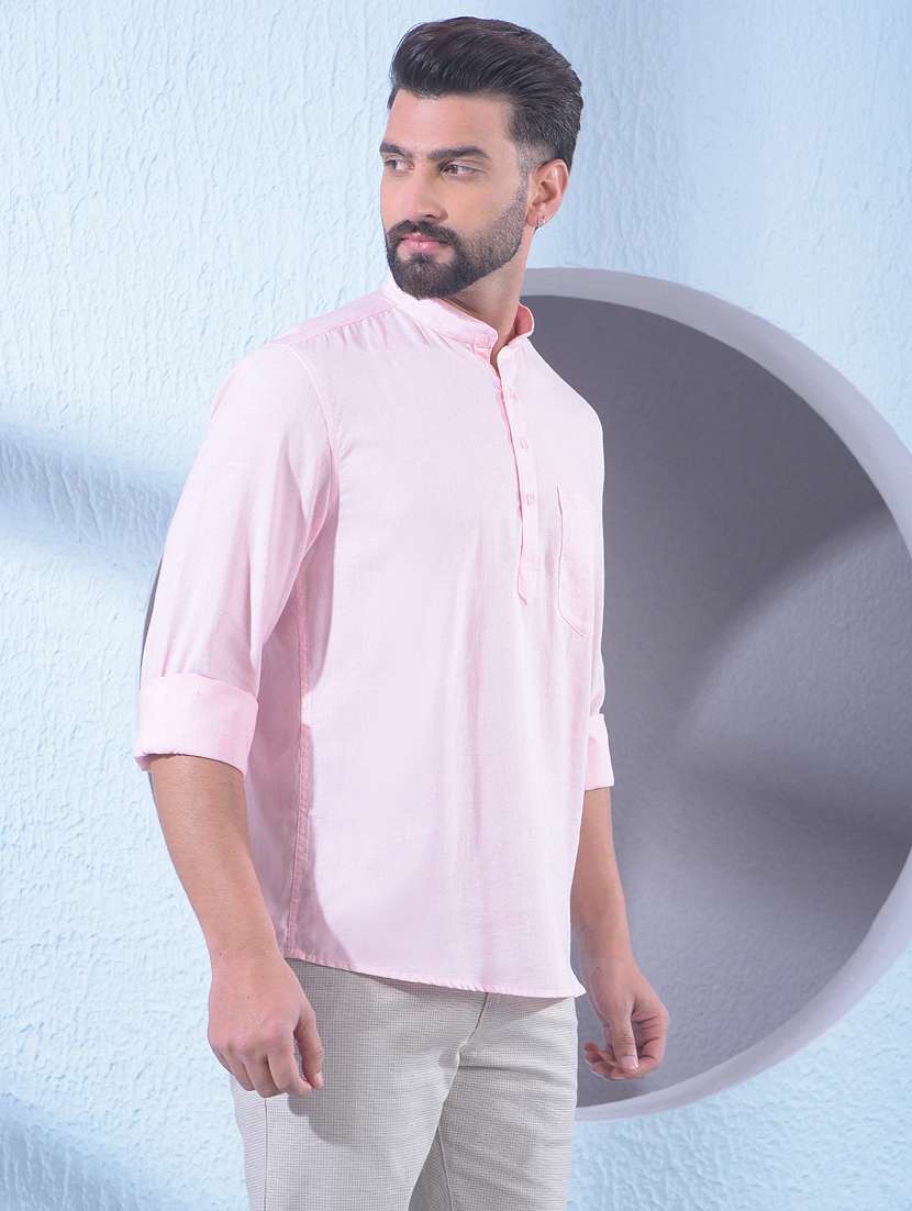 men solid mandarin neck short kurta - 22335719 -  Standard Image - 2