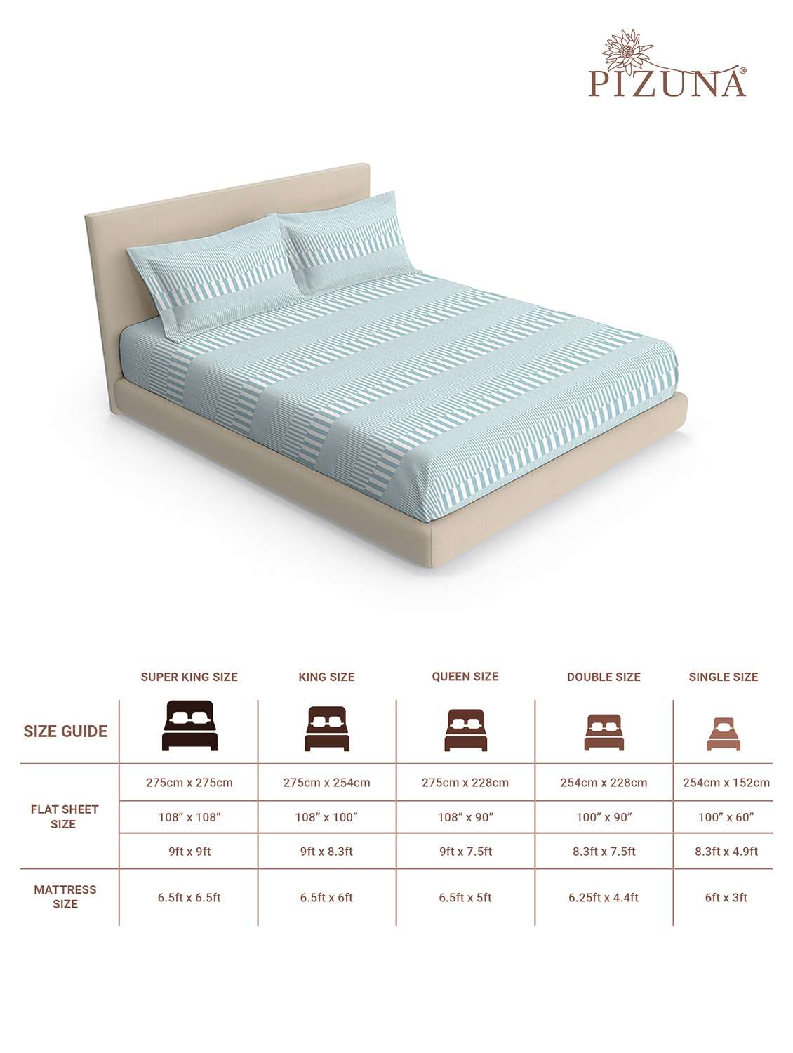 pizuna cotton 400 tc printed bedsheet superking with 2 pillow covers - 22335726 -  Standard Image - 2