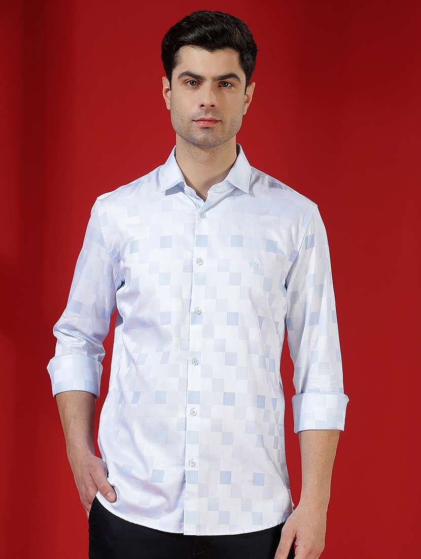 men printed long sleeve slim fit casual shirt - 22335742 -  Standard Image - 2