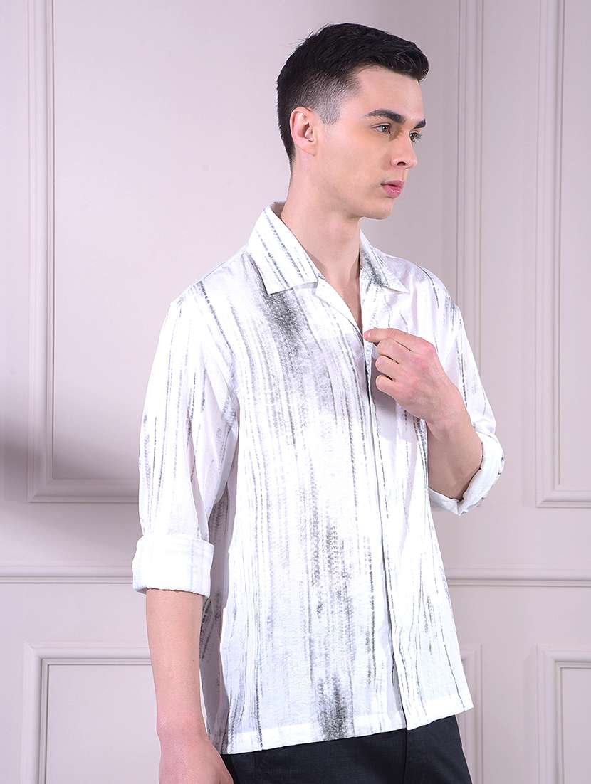 men printed long sleeve slim fit casual shirt - 22335807 -  Standard Image - 2