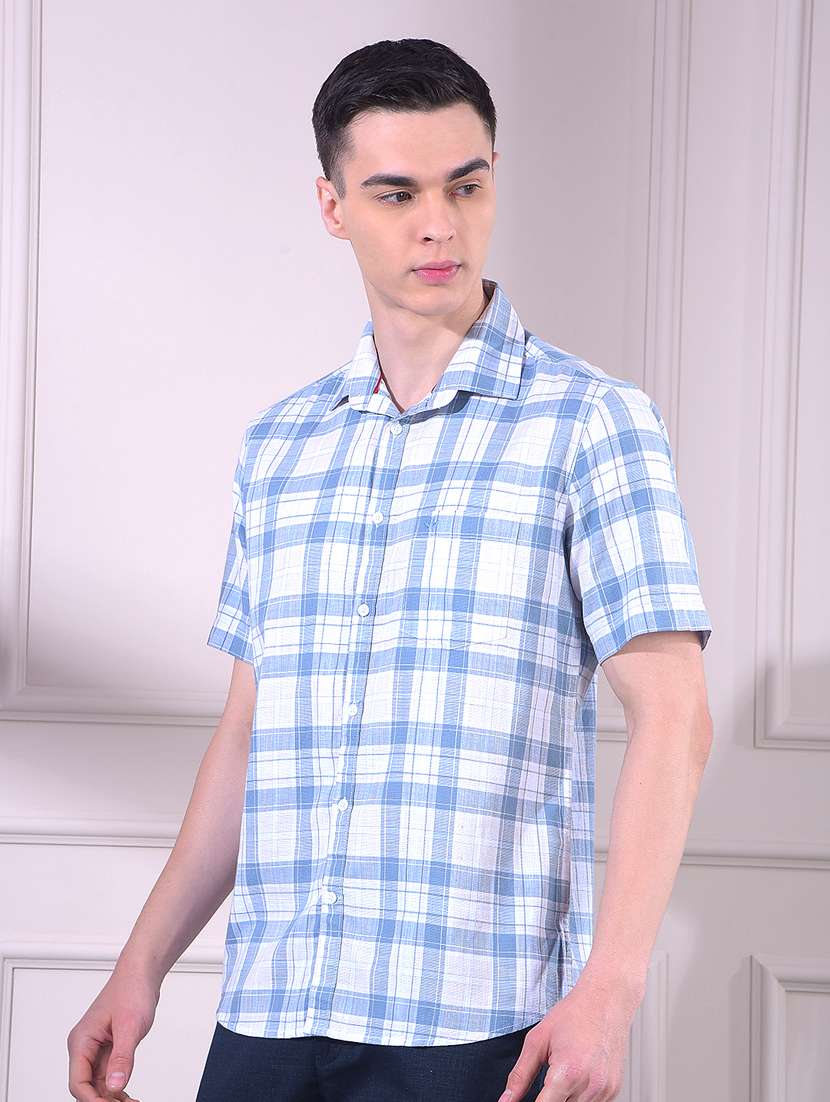 men checkered short sleeve slim fit casual shirt - 22335834 -  Standard Image - 2