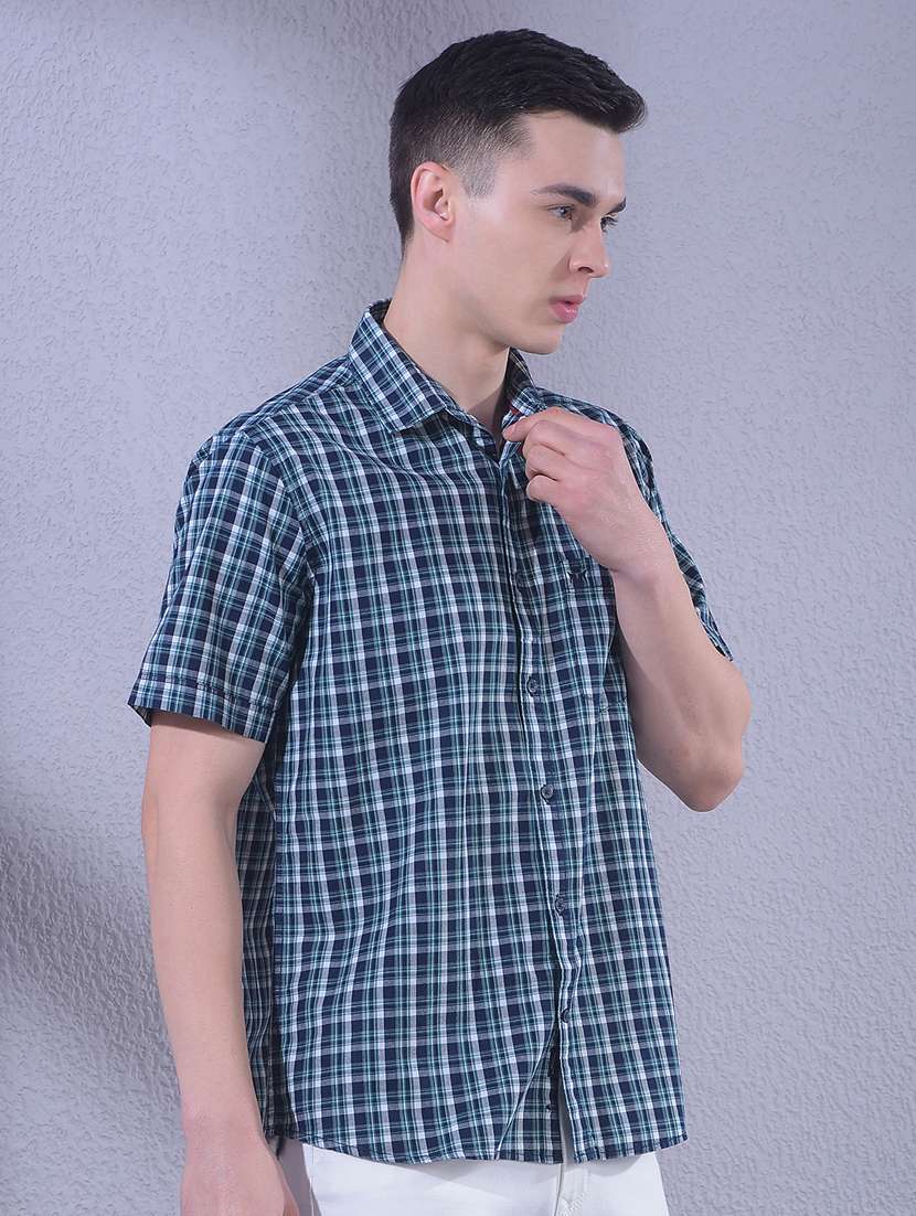 men checkered short sleeve slim fit casual shirt - 22335853 -  Standard Image - 2