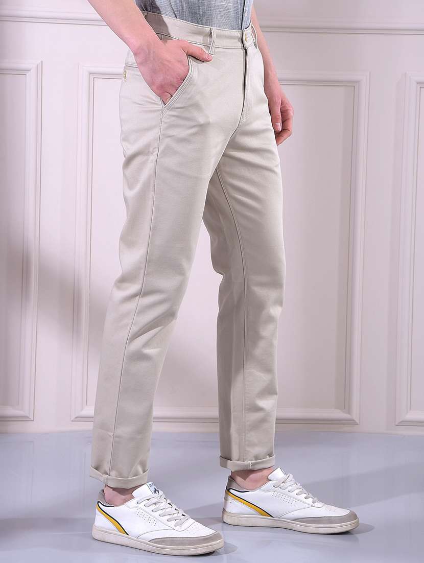 Men Solid Mid Rise Chinos Casual Trouser - 22335891 -  Standard Image - 2