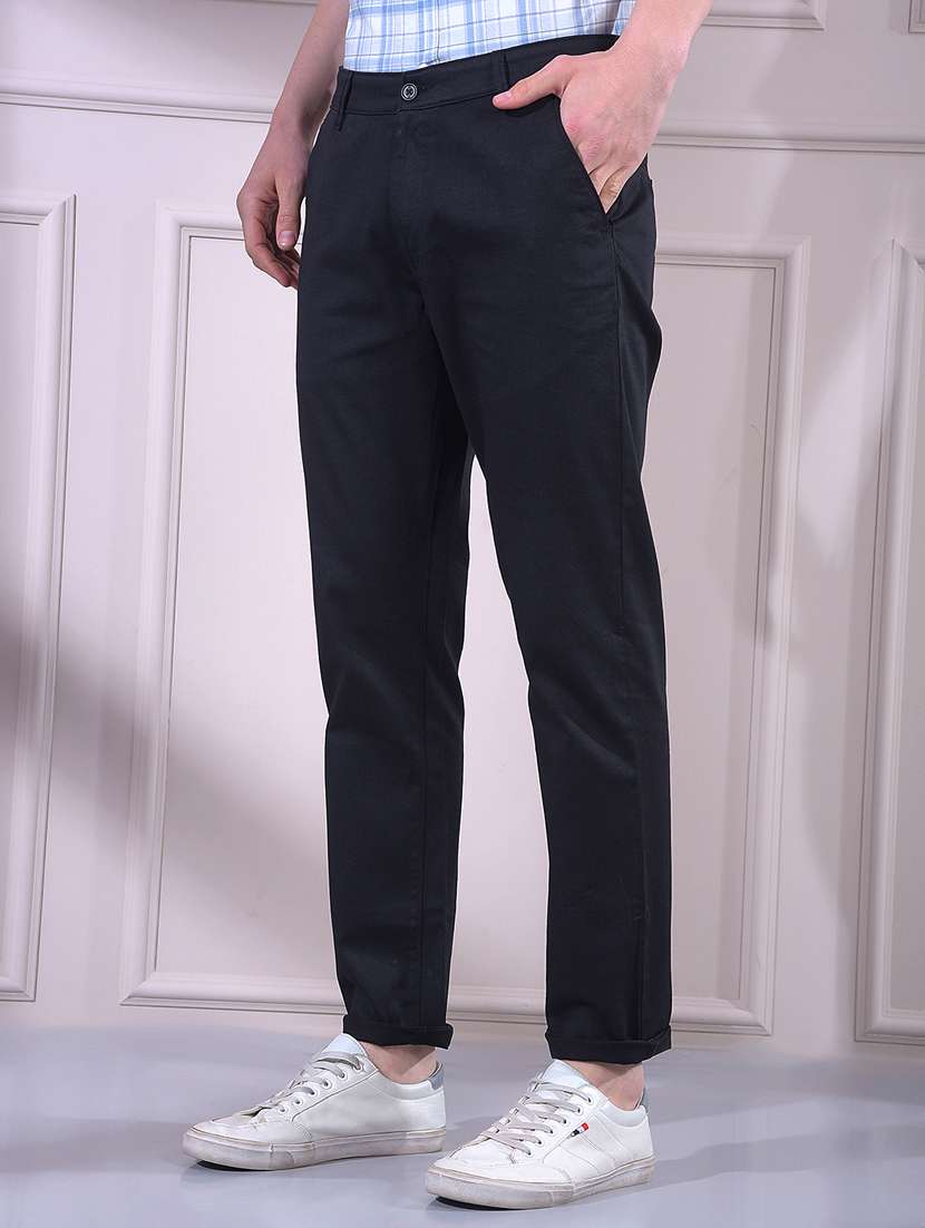 men solid mid rise chinos casual trouser - 22335899 -  Standard Image - 2