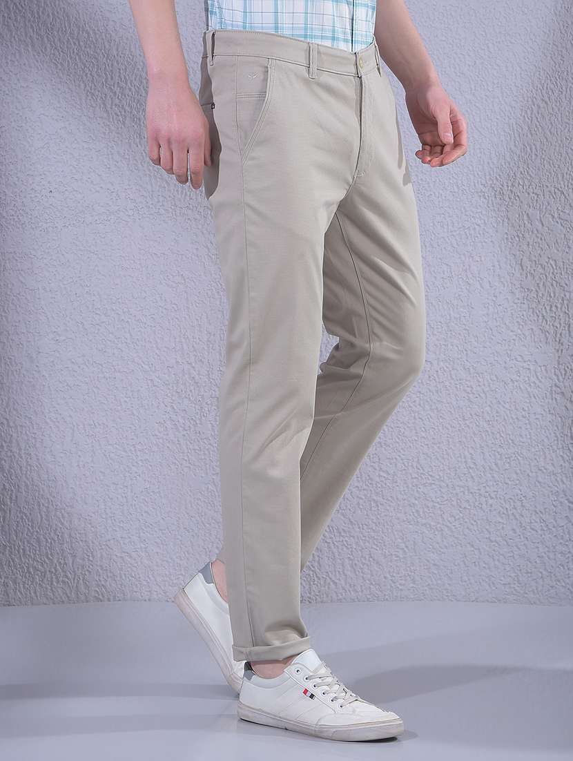 Men Solid Mid Rise Chinos Casual Trouser - 22335901 -  Standard Image - 2