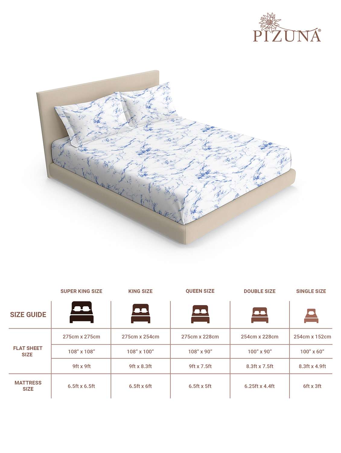 pizuna cotton 400 tc printed bedsheet superking with 2 pillow covers - 22335937 -  Standard Image - 2