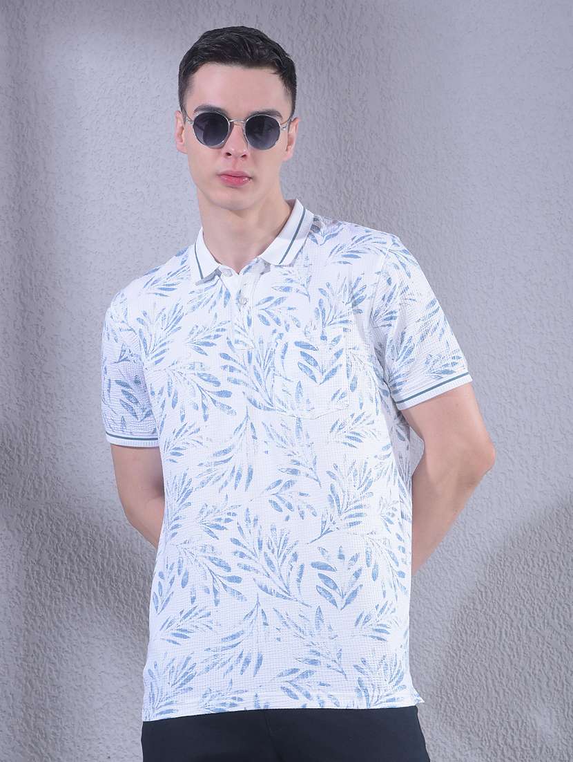 men printed short sleeve regular fit polo t-shirt