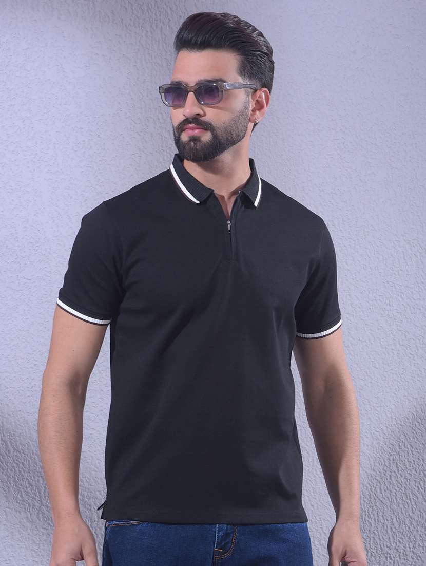 men solid short sleeve slim fit polo t-shirt