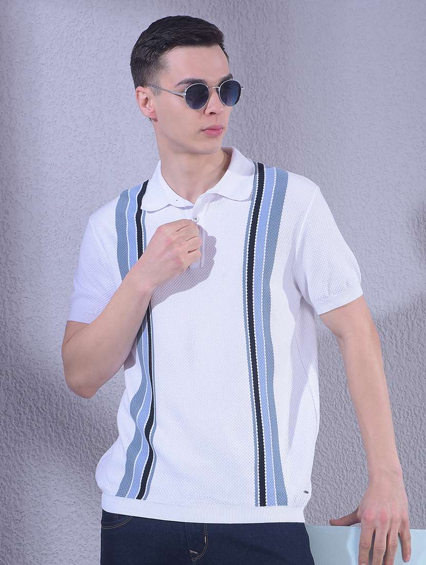 men striped short sleeve regular fit polo t-shirt