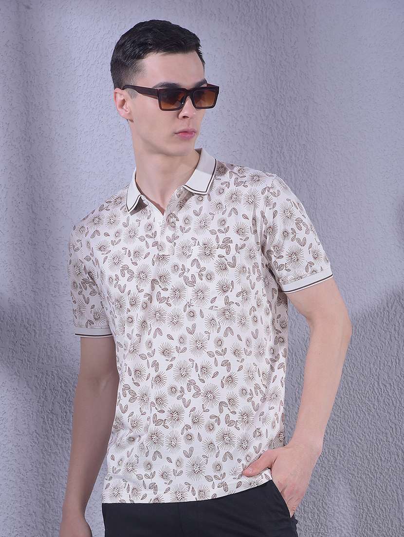 men printed short sleeve regular fit polo t-shirt